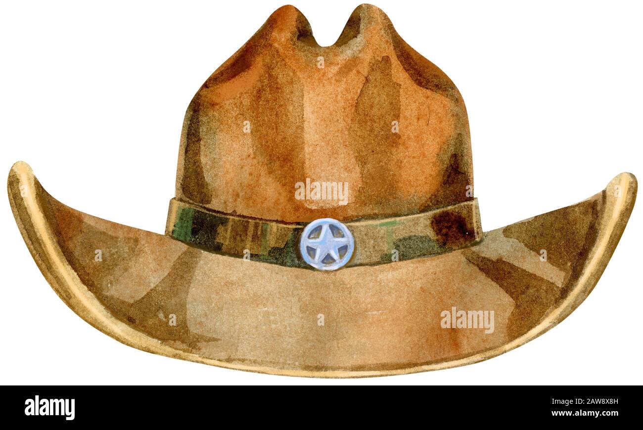 Cowboy hat with black ribbon watercolor illustration Stock Photo Alamy
