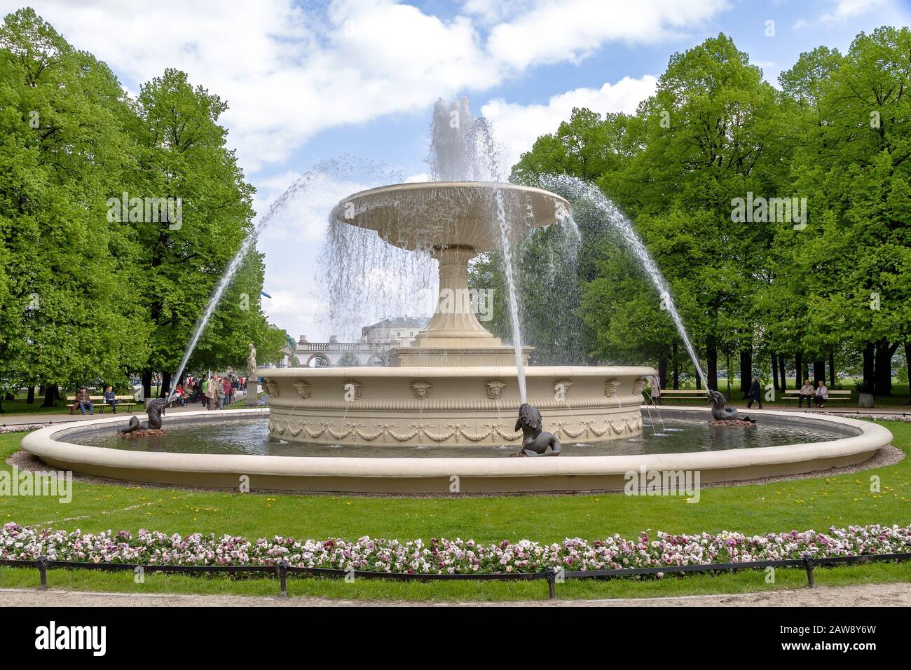 The fountain in the Saxon Garden in Warsaw, Poland Stock Photo