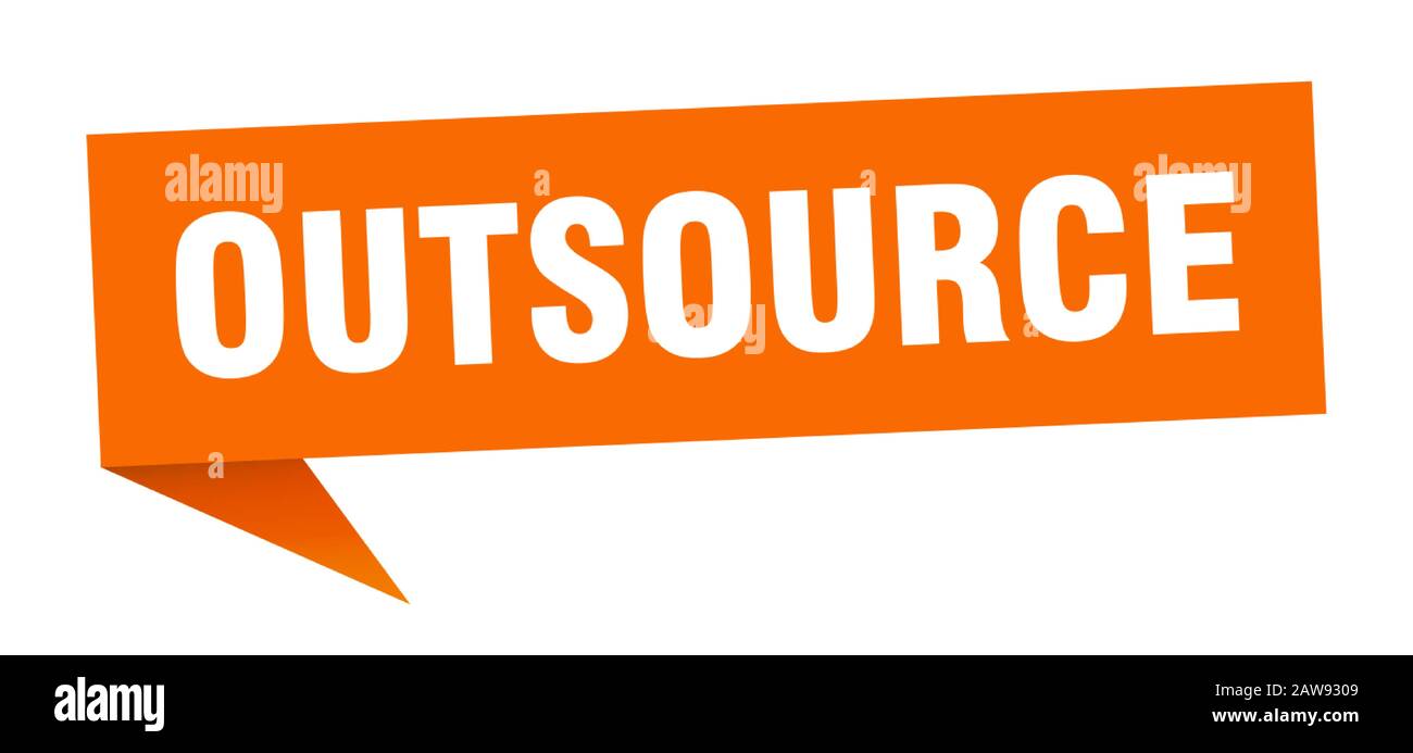 outsource speech bubble. outsource ribbon sign. outsource banner Stock Vector