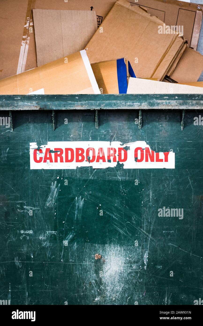 Cardboard only recycling dumpster Stock Photo