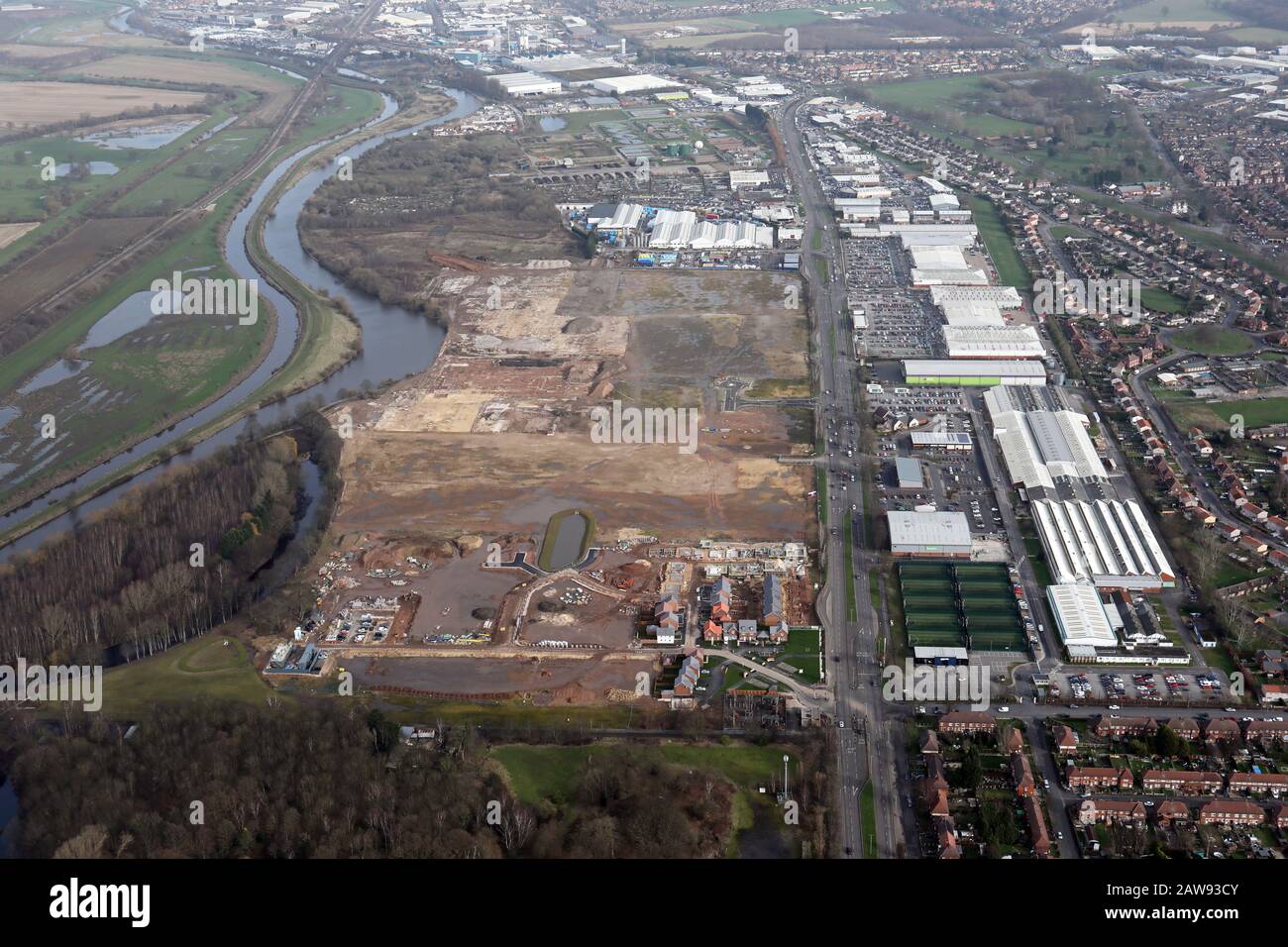 aerial view of development land on Wheatley Hall Road, Doncaster DN2 Stock Photo