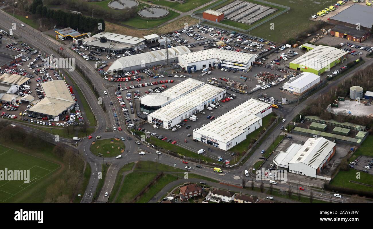aerial view of a small industrial estate on Merchants Way, Wheatley Hall Road, Doncaster DN2 Stock Photo