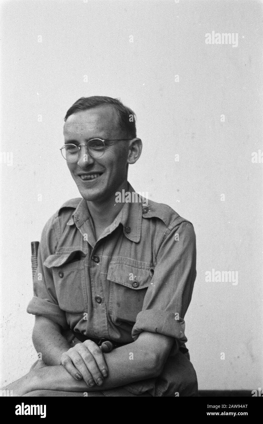 portrait images (miscellaneous) [passport photographs]  Portrait of a soldier without insignia (glasses) Date: 01/01/1947 Location: Indonesia , Dutch East Indies Stock Photo