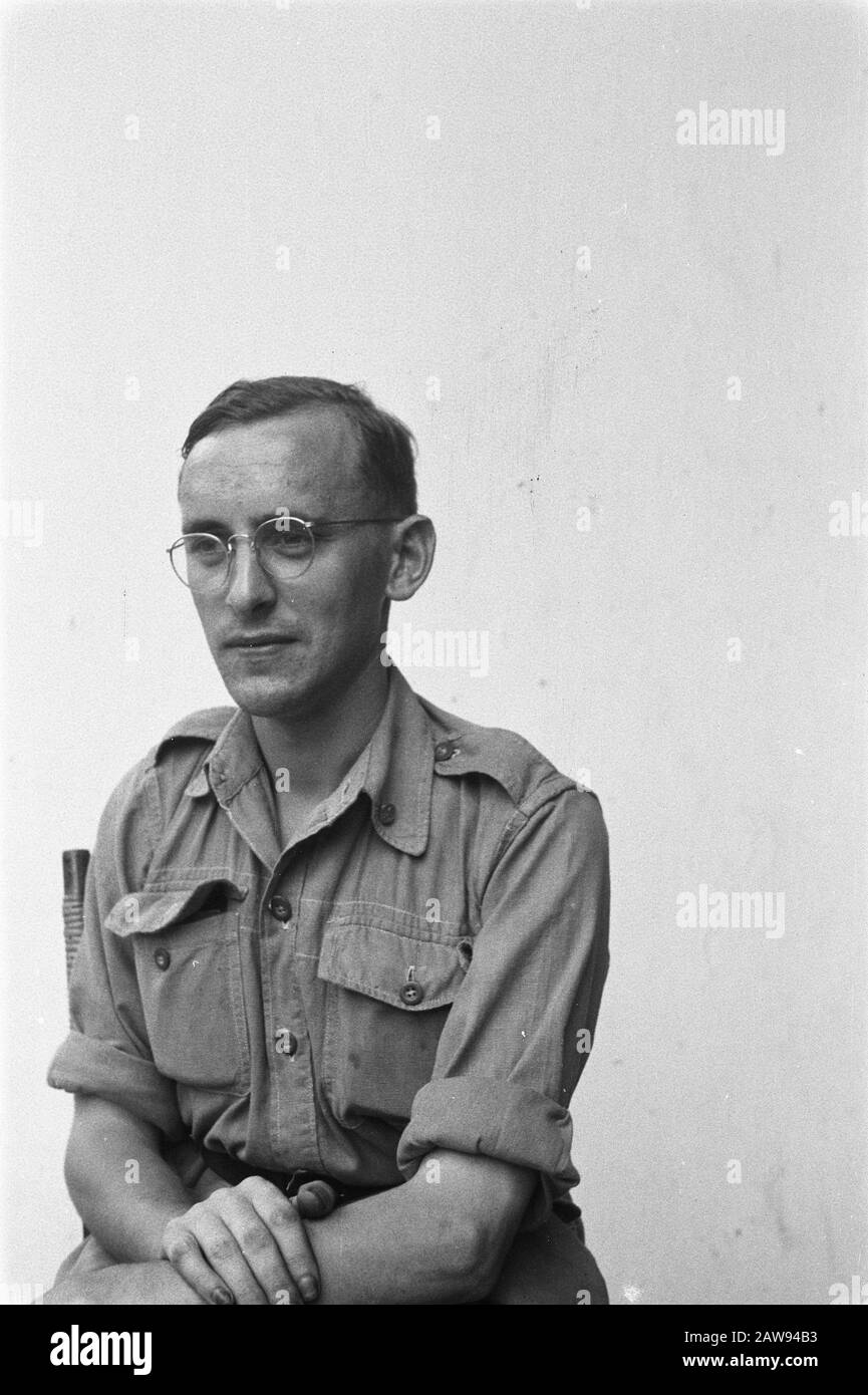 portrait images (miscellaneous) [passport photographs]  Portrait of a soldier without insignia (glasses) Date: 01/01/1947 Location: Indonesia , Dutch East Indies Stock Photo