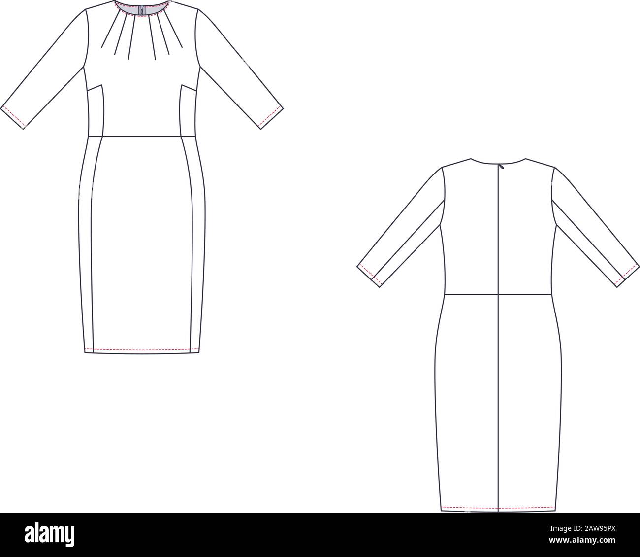 Buy DRESS LONG Fashion Vector Flat Sketch for Adobe Online in India  Etsy