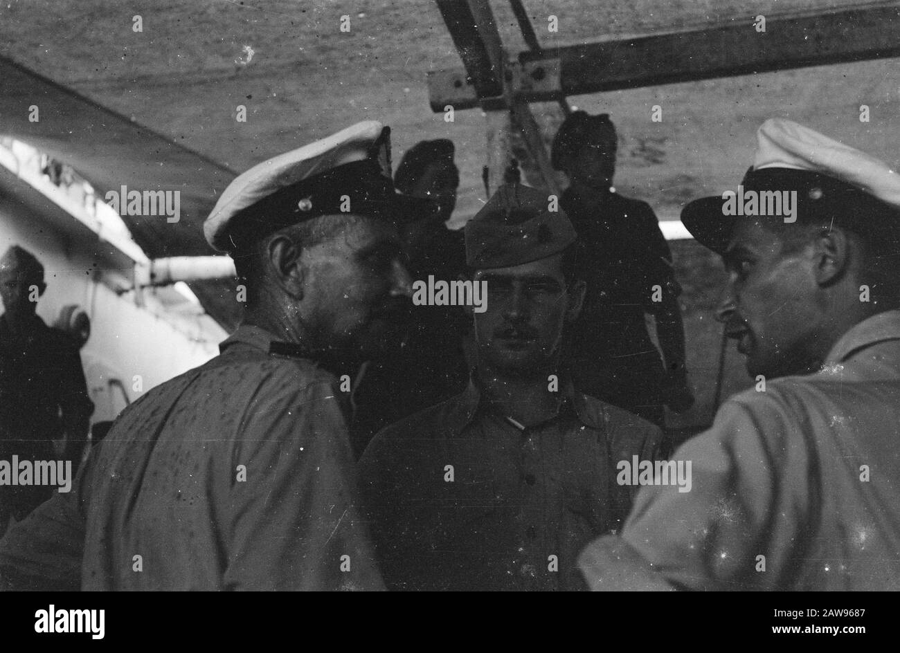 Southern Departure [January 1948]  Priok: The troopship Southern went on Jan 24. with a large contingent demo-stabilizing OVW-ers to the home country. Date: January 24, 1948 Location: Indonesia Dutch East Indies Stock Photo