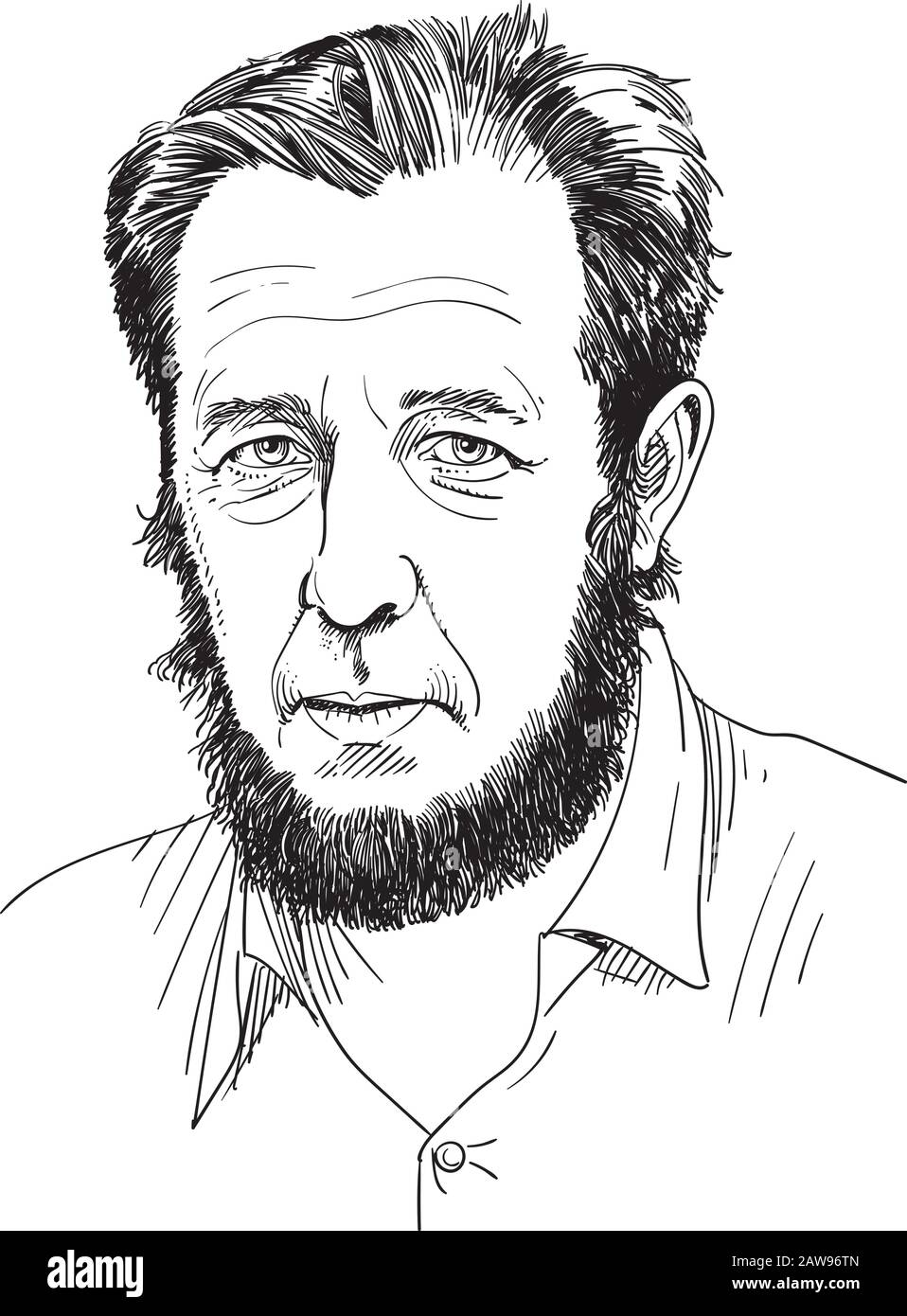 Aleksandr Isayevich Solzhenitsyn was a Russian novelist, philosopher, historian, short story writer and political prisoner. Stock Vector