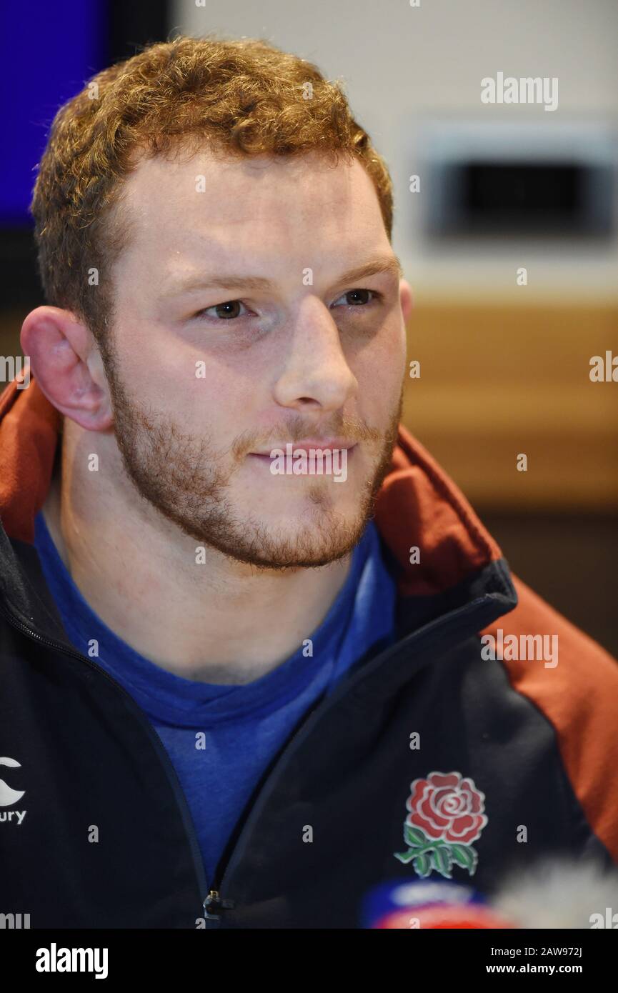 BT Murrayfield Stadium, Edinburgh, Scotland, UK. 7th Feb, 2020. England's Sam Underhill ((Bath Rugby) Press Conference ahead of Guinness Six Nations Test vs Scotland . Credit: eric mccowat/Alamy Live News Stock Photo