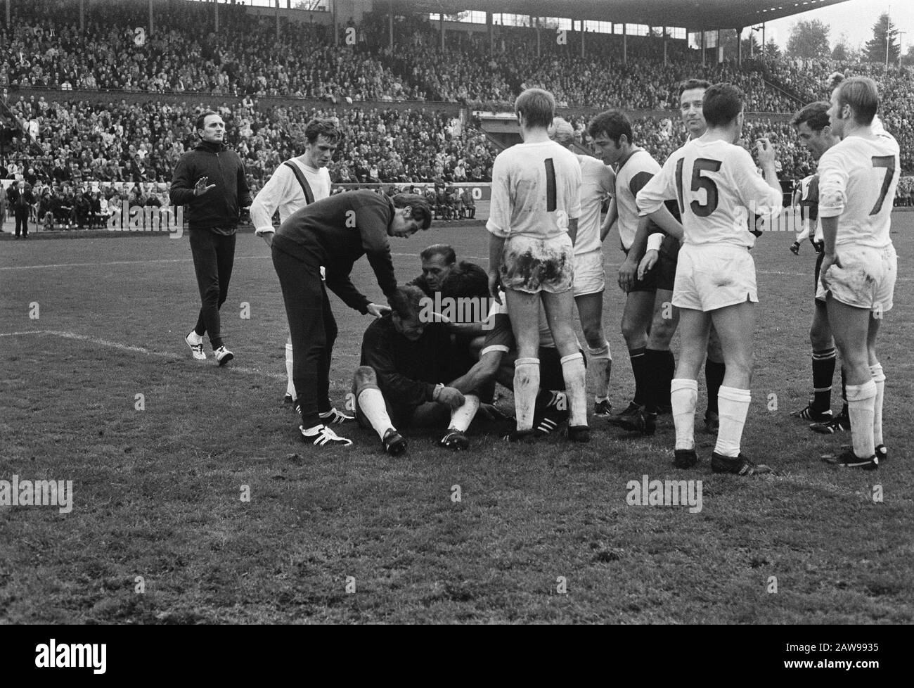 NEC v Feyenoord 0-2. AC Milan assistant coach Maldini on stand Date: October 26, 1969 Keywords: sport, football Institution Name: Feyenoord Stock Photo