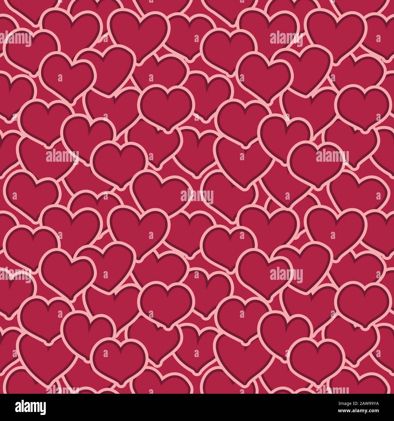 Heart shapes seamless pattern. Fascinating background for textiles, surface, wallpaper, site backdrop. Eps file, vector image. Stock Vector
