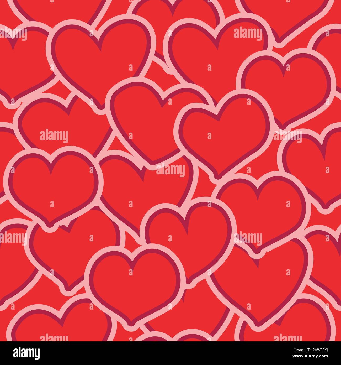 Heart shapes seamless pattern. Fascinating background for textiles, surface, wallpaper, site backdrop. Eps file, vector image. Stock Vector