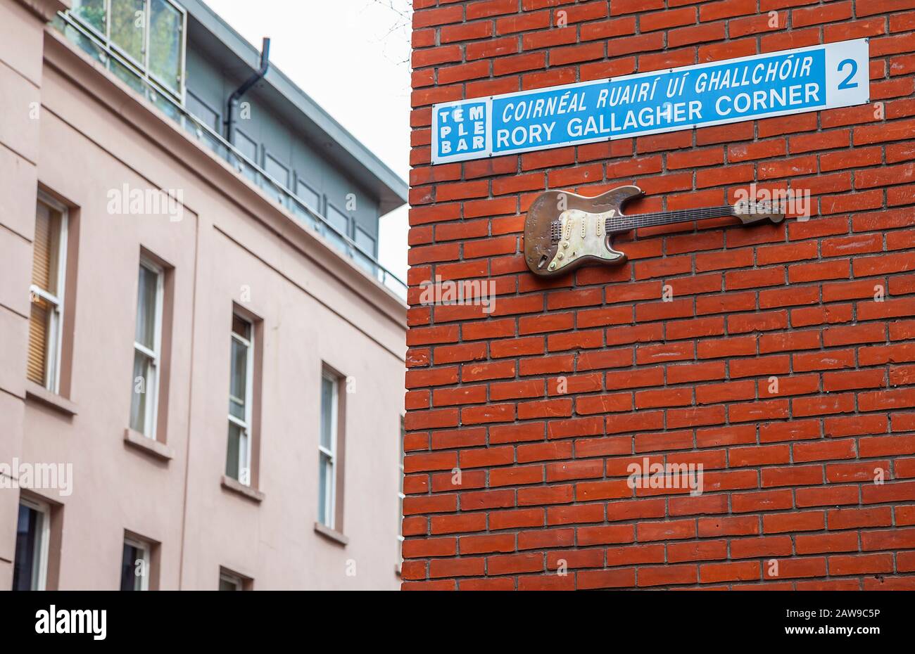 Rory Gallagher Corner (Coirneal Ruairi uf Ghallchoir), Dublin, Ireland Stock Photo