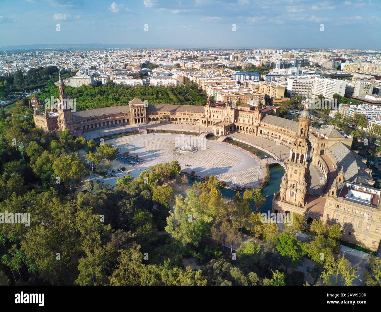 Aerial View Of Plaza De Espana In Seville Spain Stock Photo