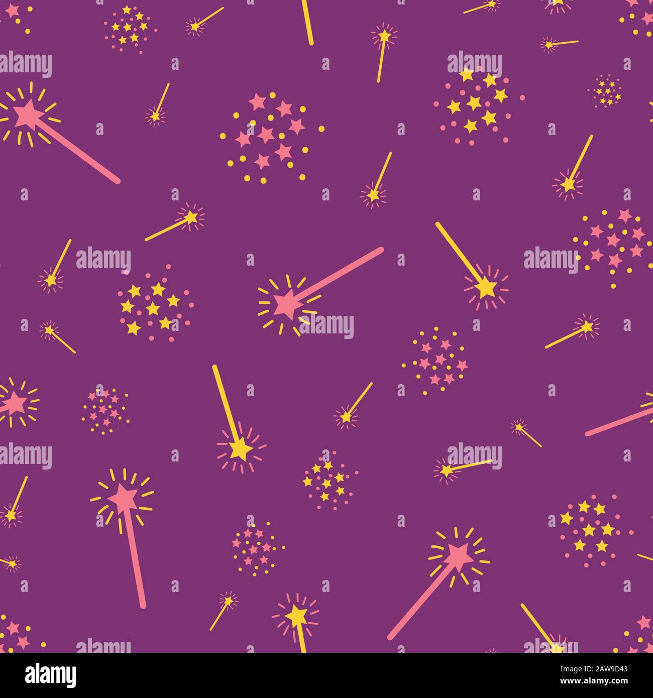 magic wands and spells seamless vector pattern Stock Vector