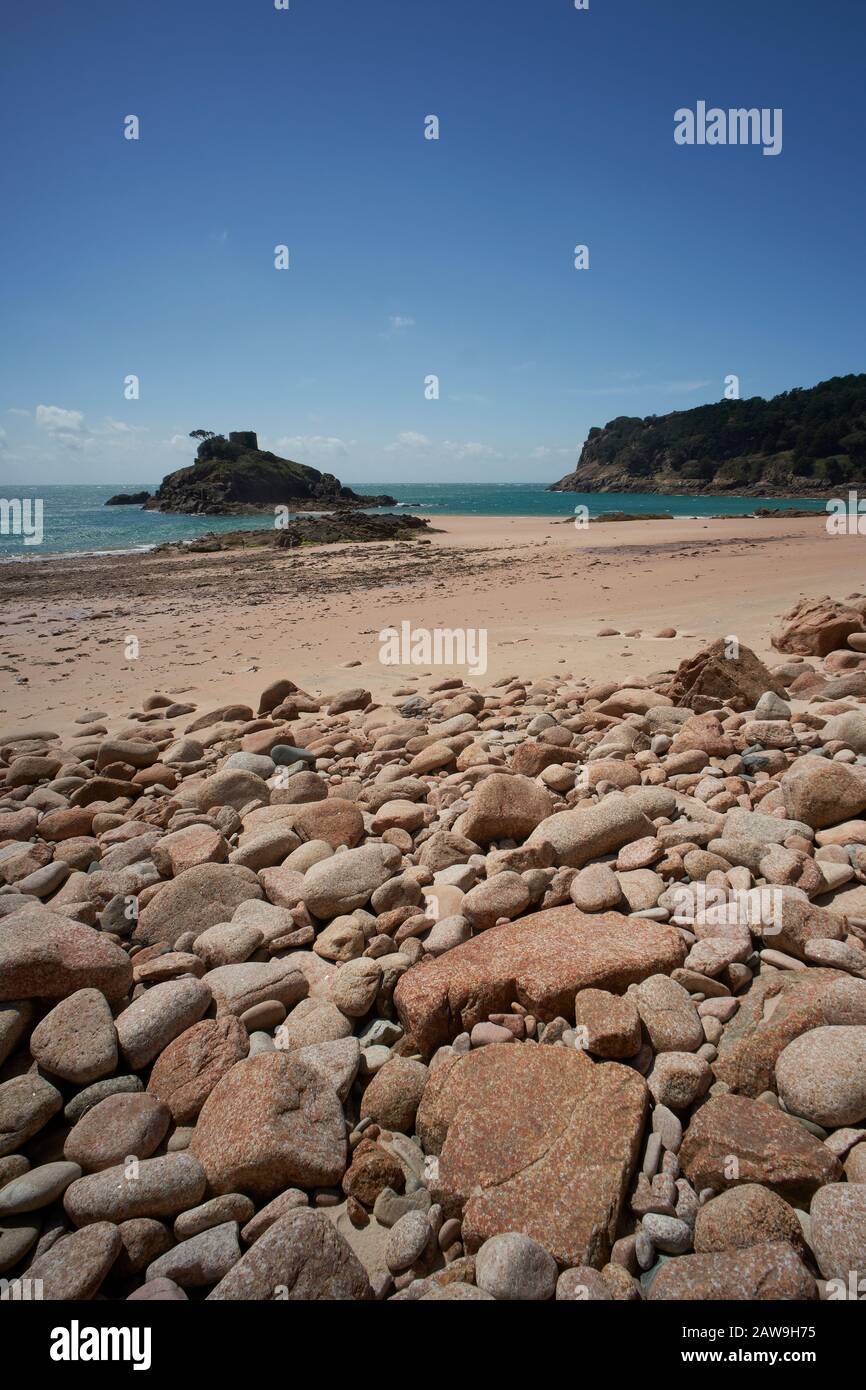 Jersey, Channel Islands. The beach at Portelet. Stock Photo