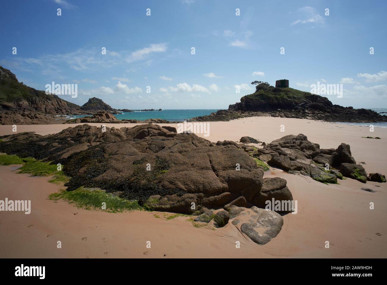 Jersey, Channel Islands. The beach at Portelet. Stock Photo