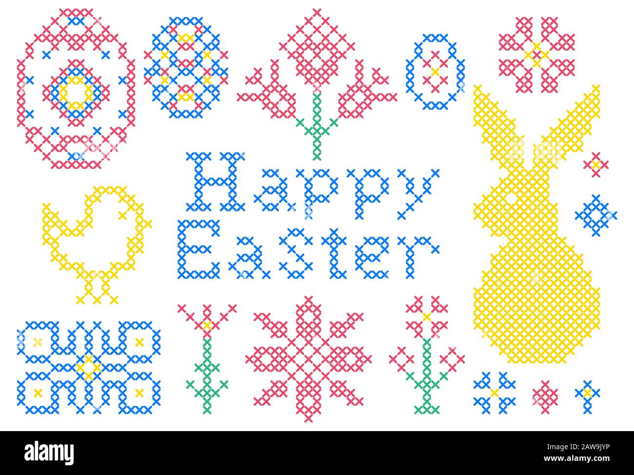 cross stitch embroidery elements Stock Vector