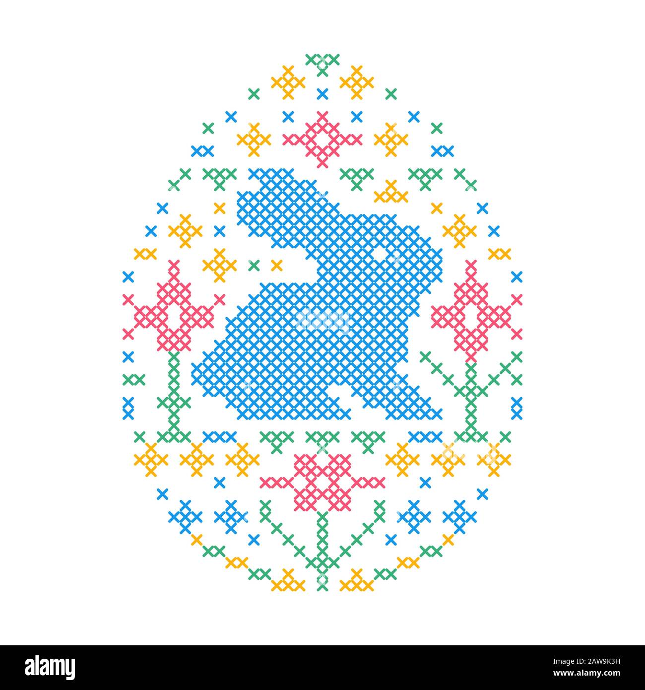 Embroidered Easter egg Stock Vector