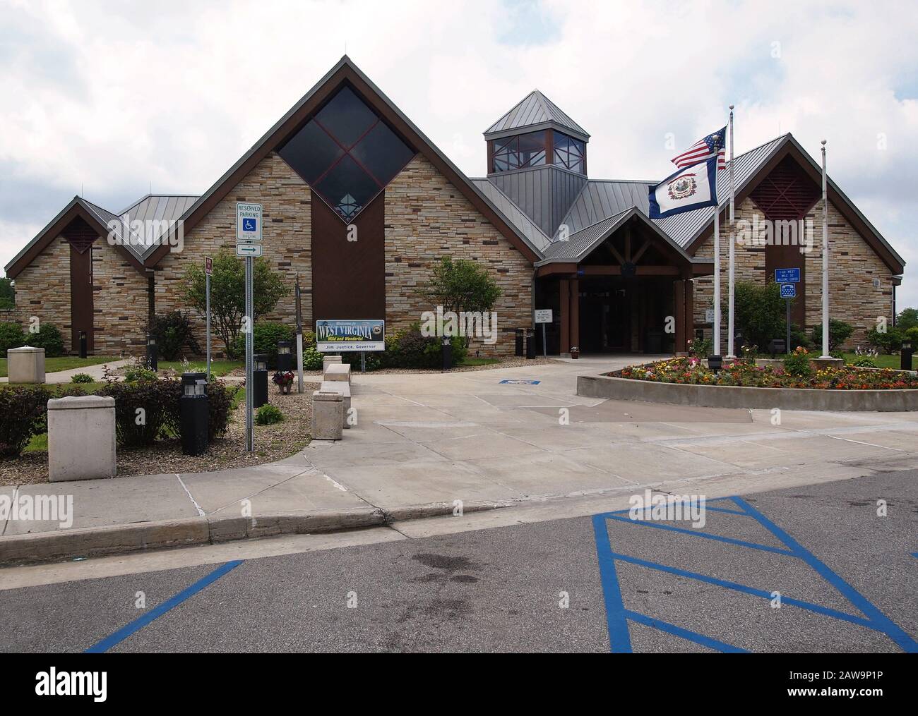 BRUCETON MILLS, WEST VIRGINIA - JULY 11, 2019: The I-68 Welcome Center in Bruceton Mills, WV welcomes visitors to the state with tourist information, Stock Photo
