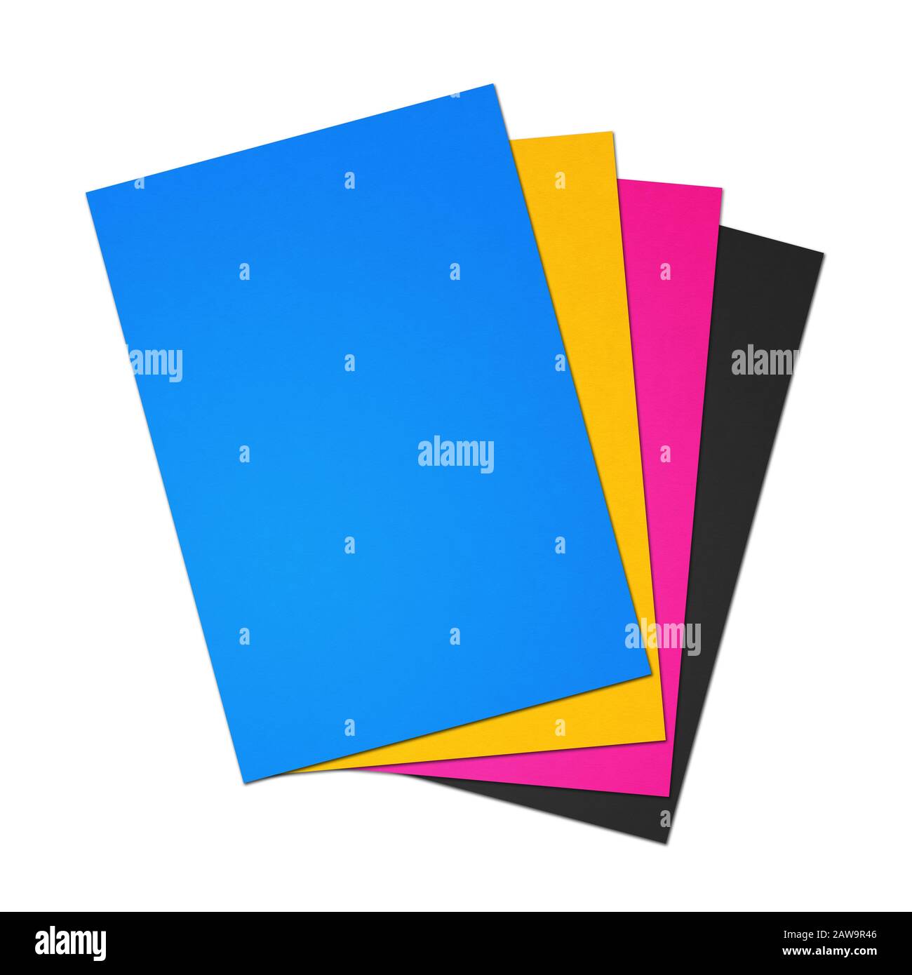 CMYK Blank A4 paper sheet set isolated on white background Stock Photo