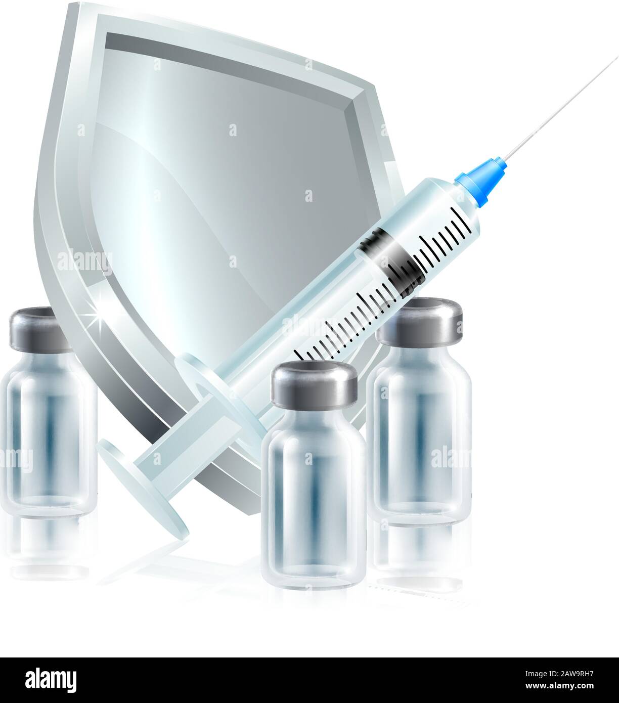 Vaccination Injection Syringe Immunization Shield Stock Vector