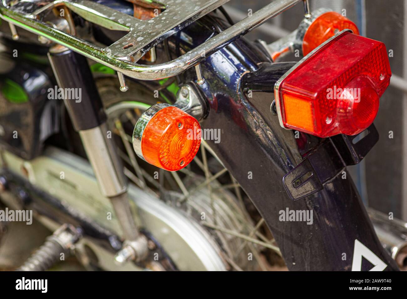 Tail light of a vintage motorcycle Stock Photo - Alamy