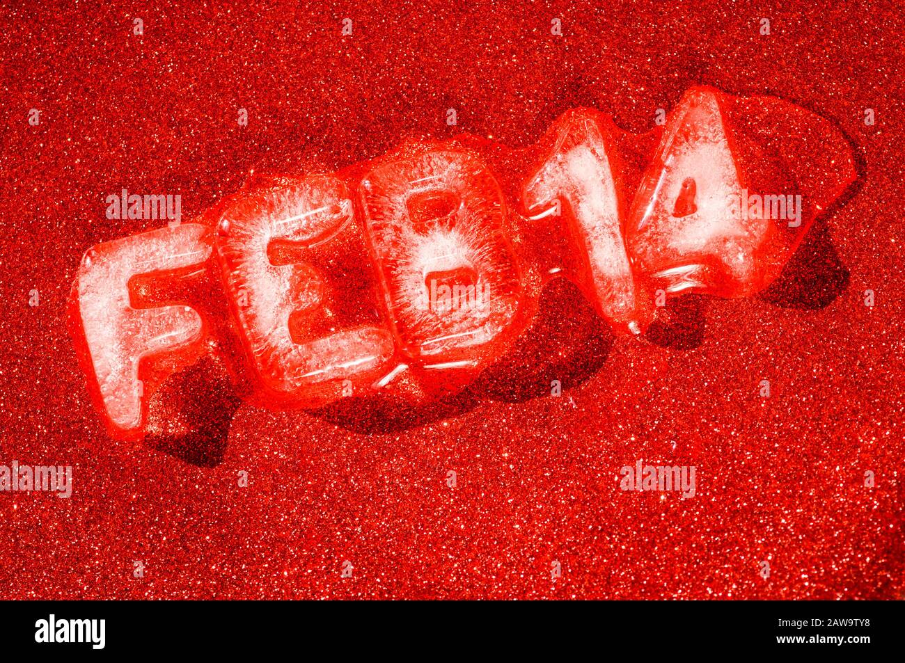 Valentine's Day message for the date February 14 in ice numbers melting ...