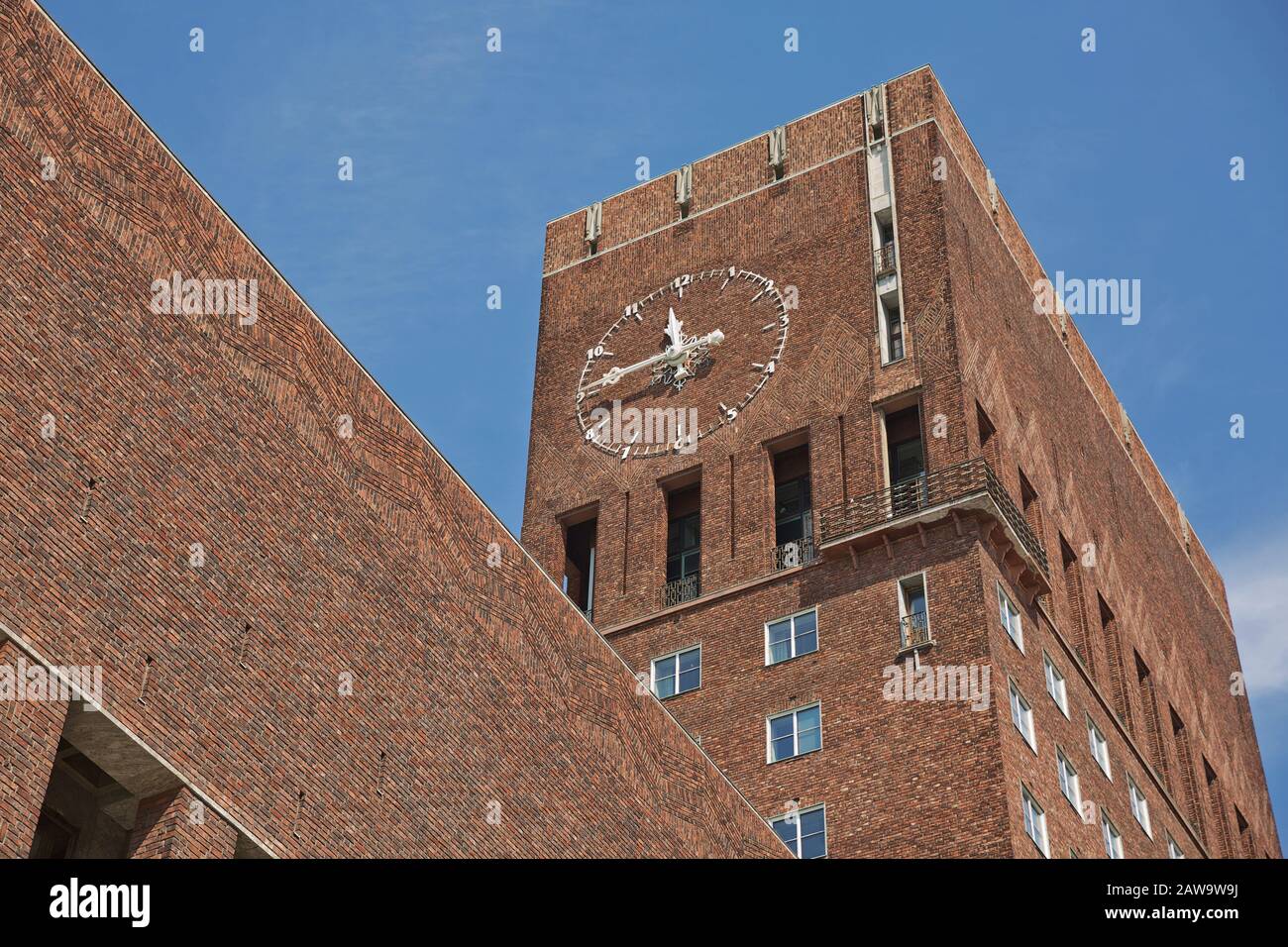 Architectural fragments of the northern part of red brick City Hall ...