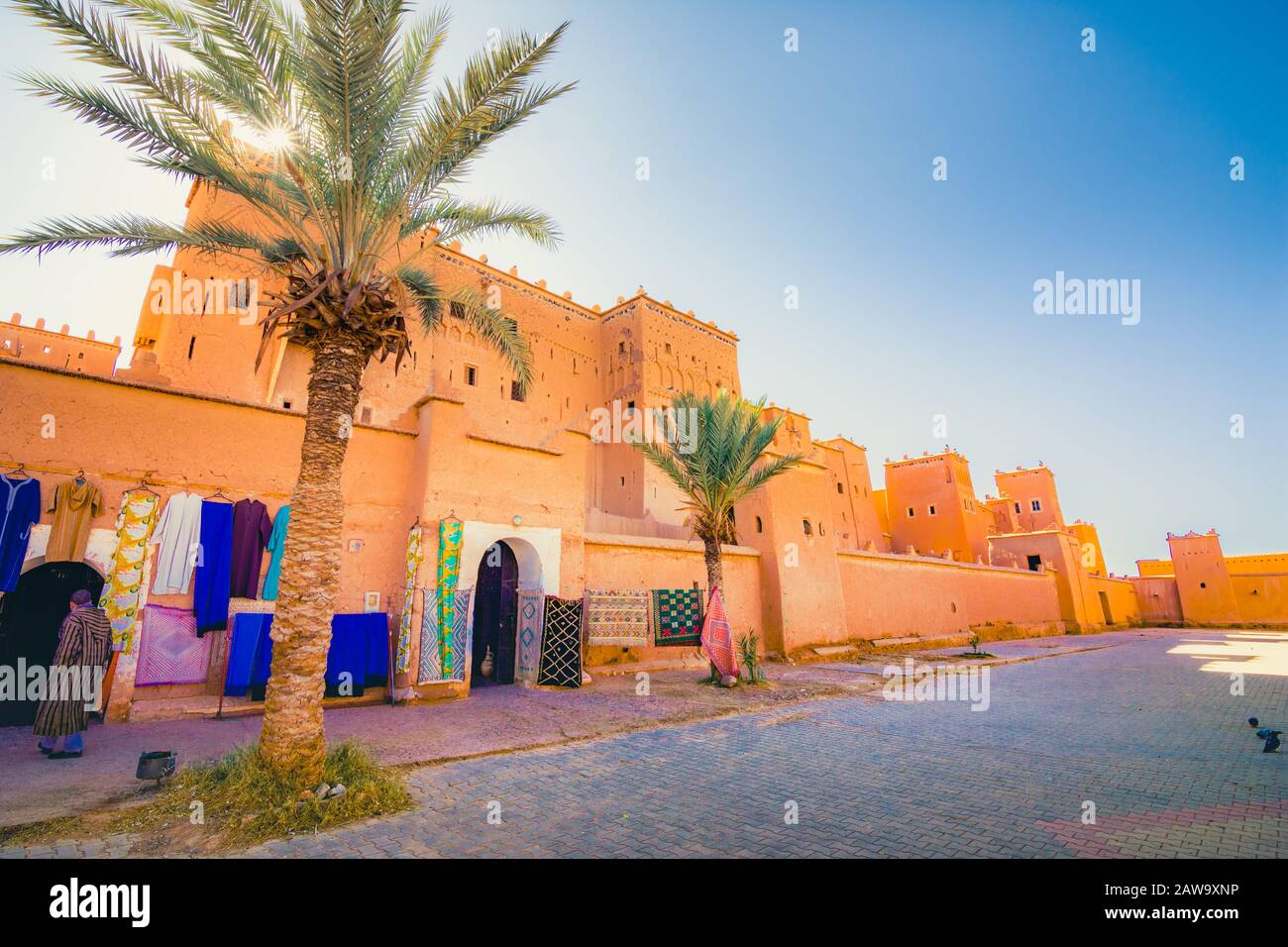 Taourirt Kasbah - Traditional Moroccan clay fortress in the city of Ouarzazate, Morocco. Stock Photo