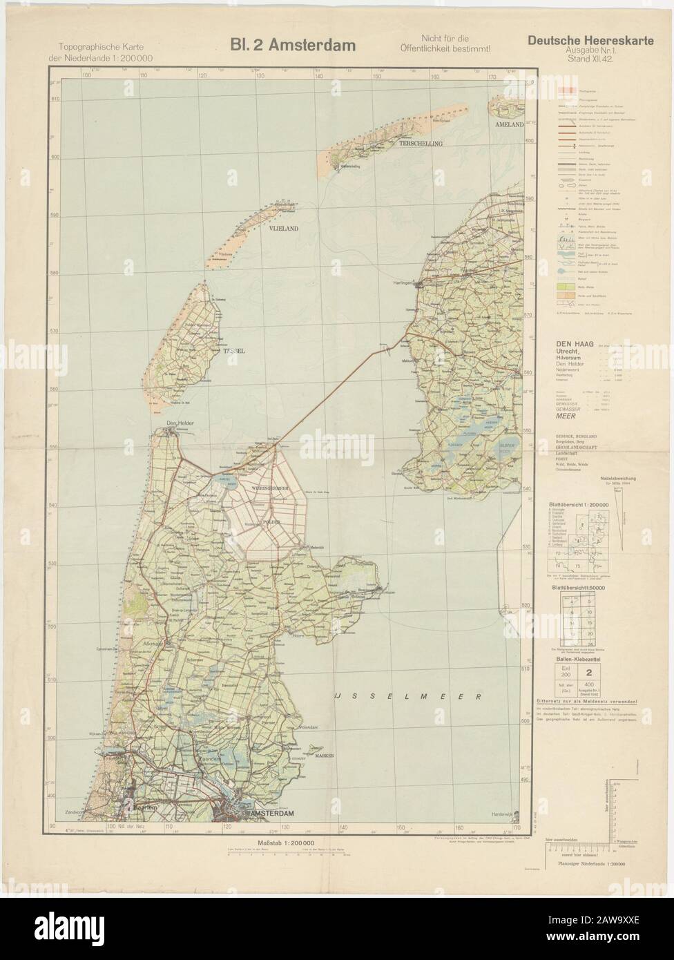 Staff Maps of Netherlands, West Netherlands, cards of various sizes, 1923 - 1942; Stock Photo