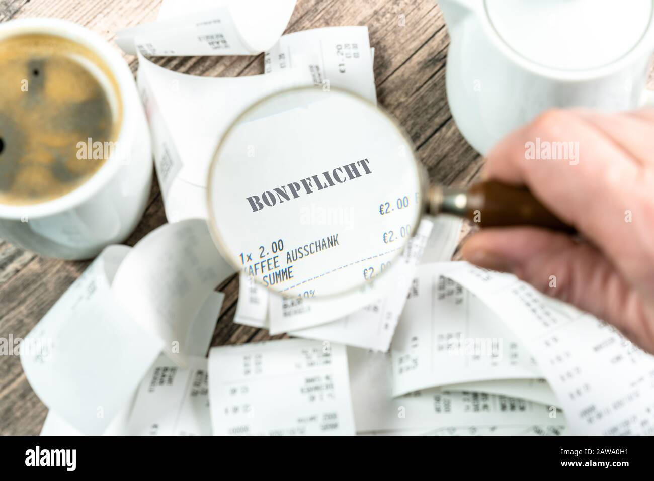 symbolic image for the obligation of receipts in germany English translation text "receipt duty" Stock Photo