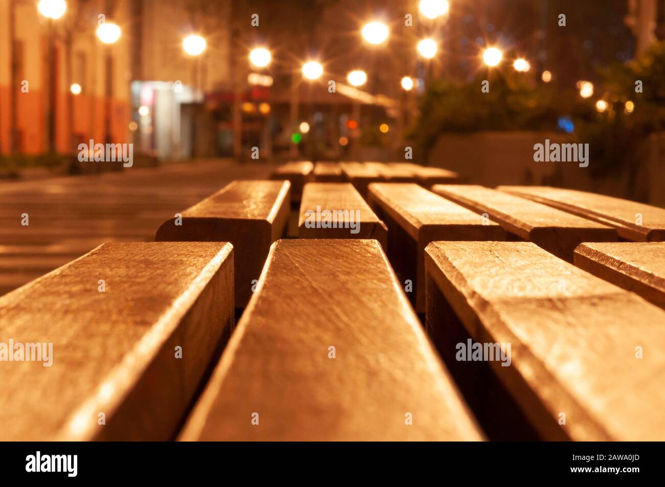 Beograd, Serbia, december 15 2019 - street at night with yellow lights in the evening Stock Photo