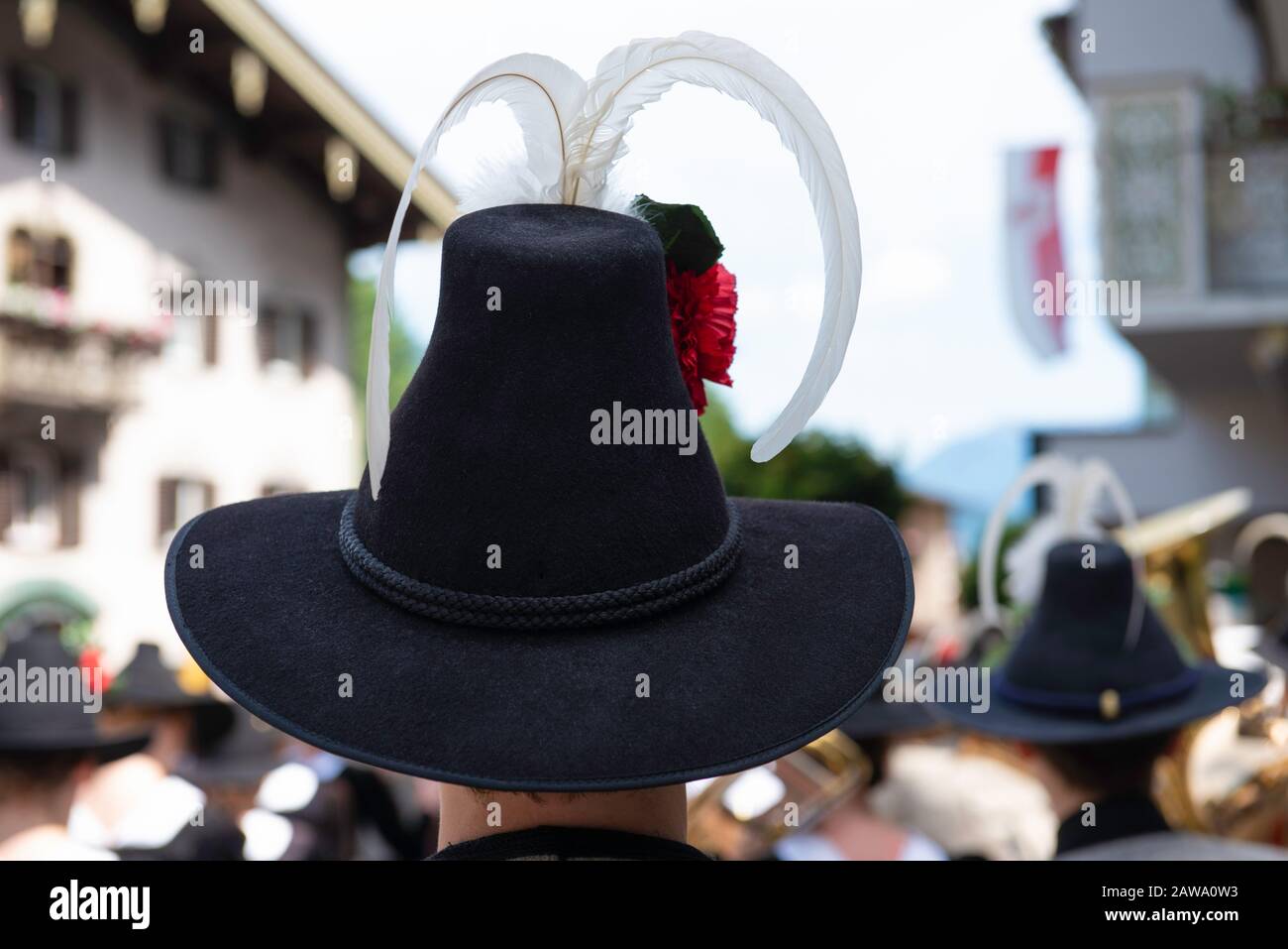 Mayrhofen, Zillertal valley, Austria - june 20, 2019 summer festivals, Traditional Clothing, Traditional cuisine Stock Photo