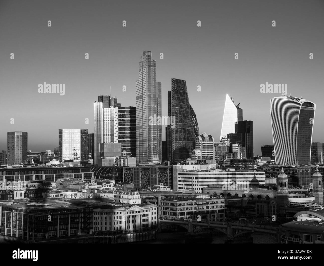 Black and White Landscape of Skyline of City of London, London, England, UK, GB Stock Photo Alamy