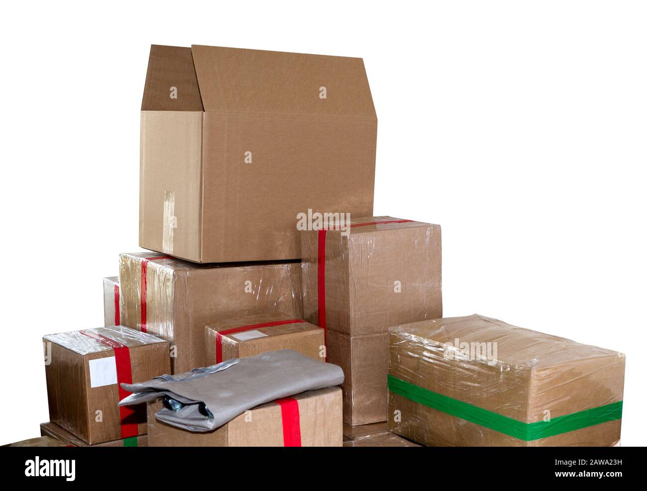 Moving house. Stack of cardboard boxes. Moving Boxes Stock Photo