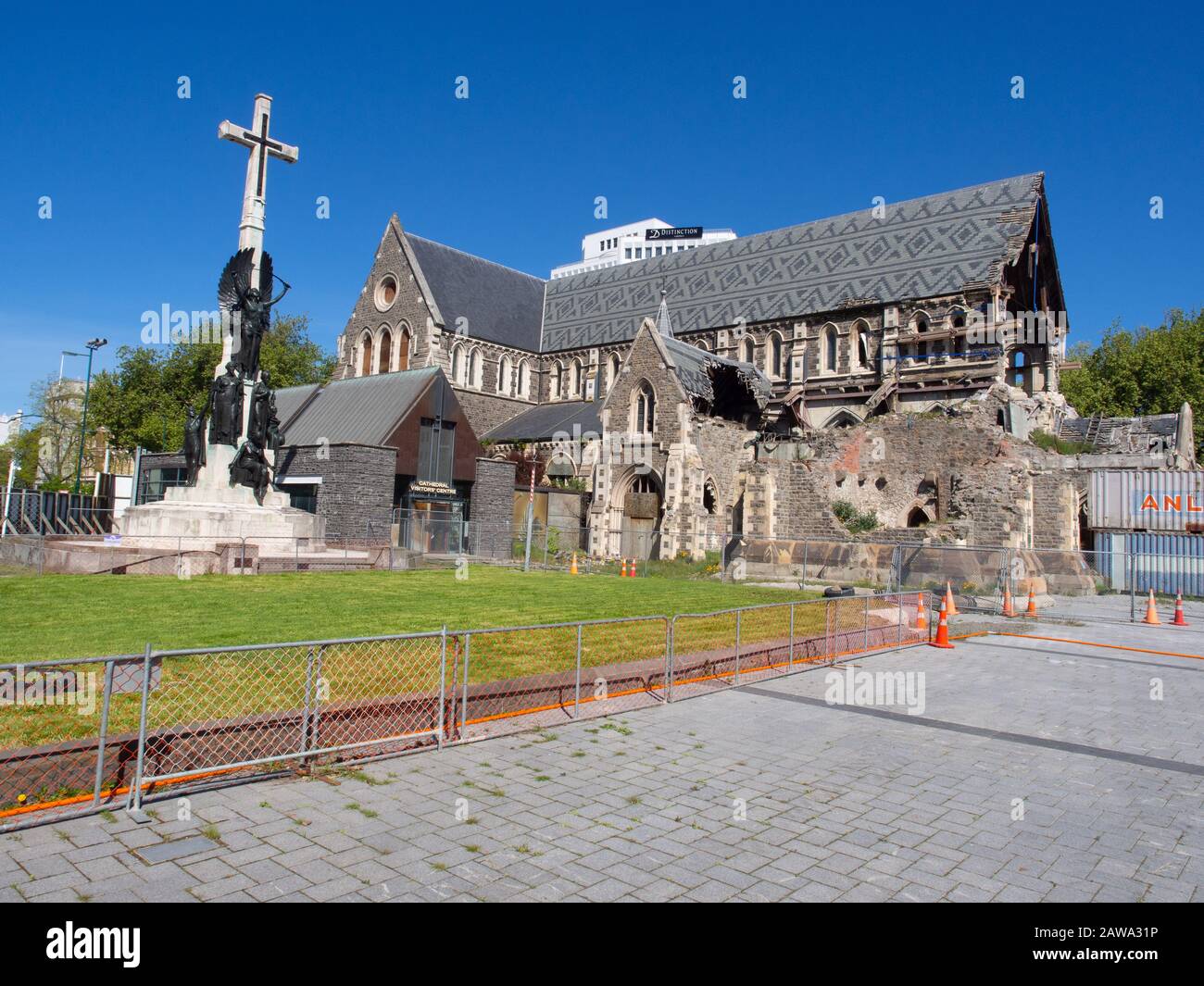 Earthquake Damaged Christchurch Cathedral Stock Photo