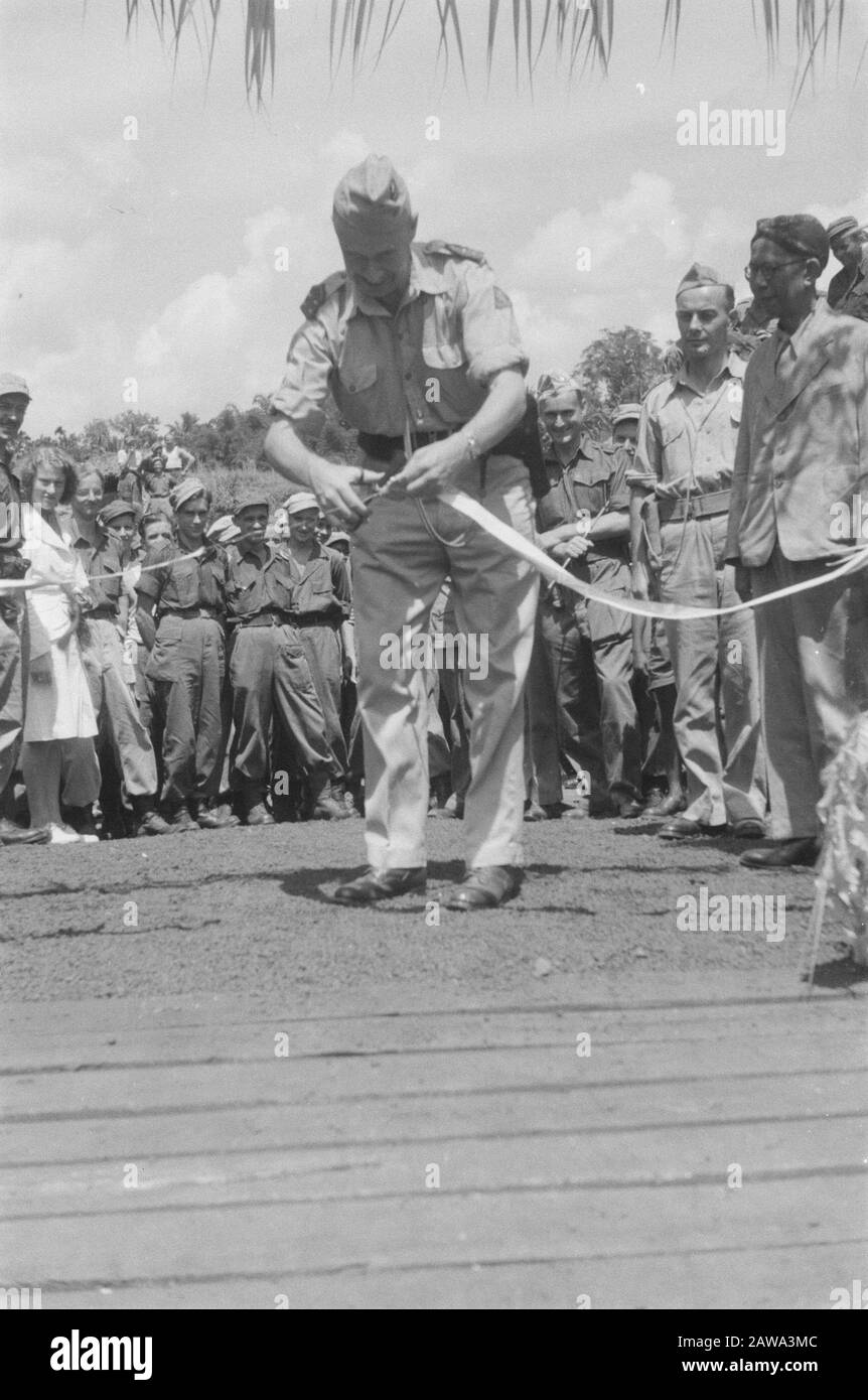 Tjiamis, Tasikmalaya and Sukkah Radja  Opening of a bridge. General Dürst Britt performed the opening act by a ribbon cutting Date: December 26, 1947 Location: Indonesia Dutch East Indies Stock Photo