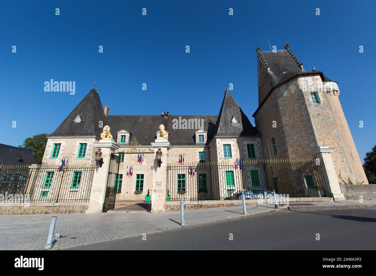 Town of La Fleche, France. Picturesque summer view of the medieval