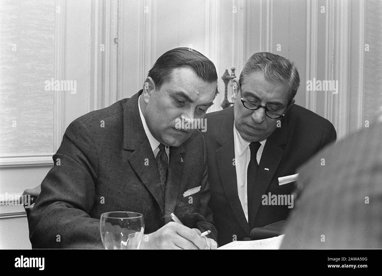 Draw for semi-final European Cup No. 32, 33, 34:. Prague (right) and Zachar Date: March 21, 1969 Keywords: lotteries, sports, soccer institution Name: European Cup Stock Photo