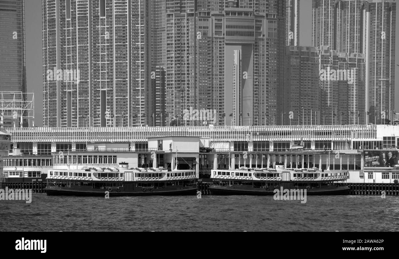 Star ferry in hong kong harbor Black and White Stock Photos & Images ...