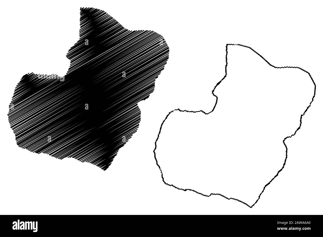 Bioko Sur (Republic of Equatorial Guinea, Provinces of Equatorial Guinea) map vector illustration, scribble sketch Bioko Sur Province (Bioko island) m Stock Vector