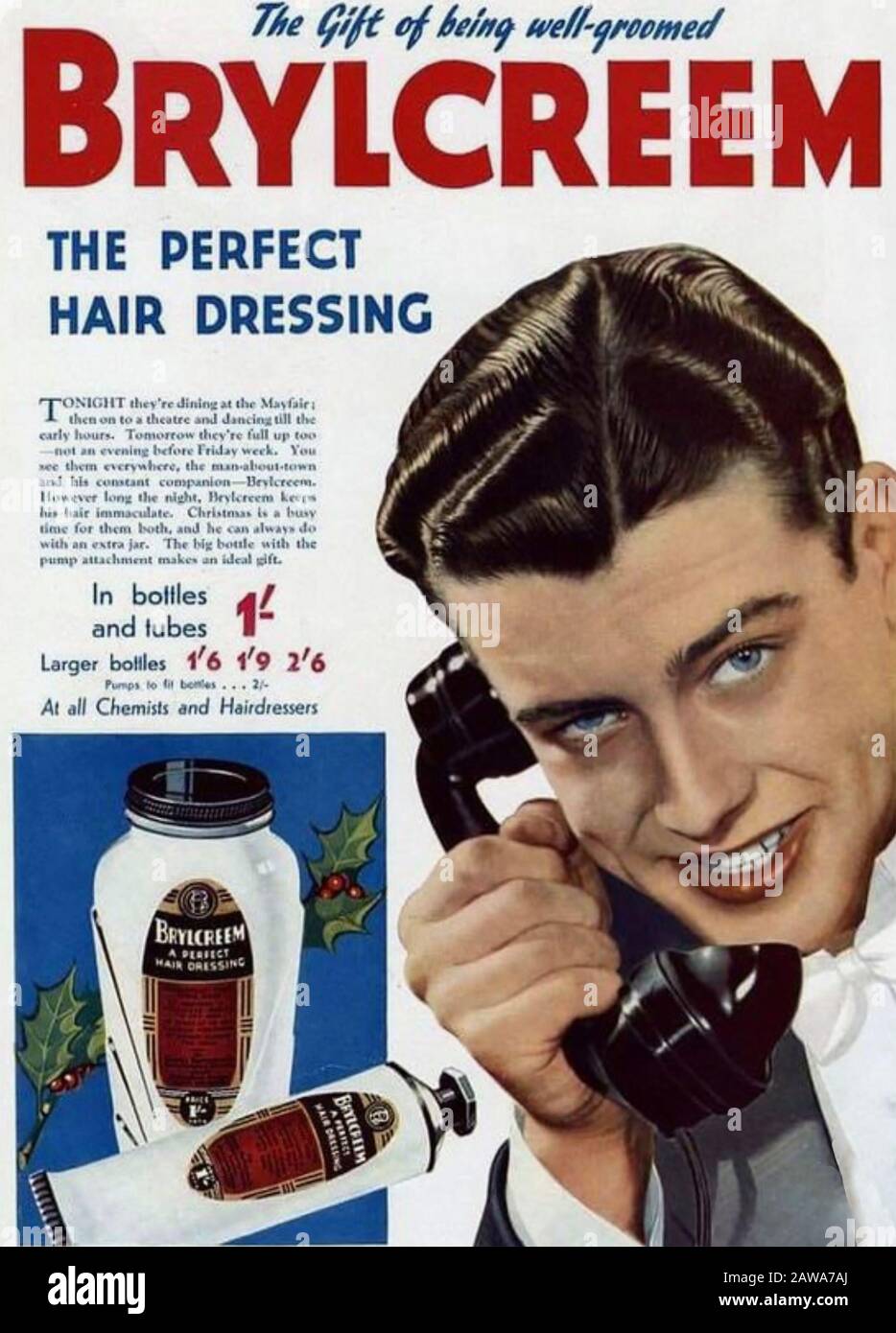 BRYLCREEM hair styling advert mid 1950s Stock Photo - Alamy