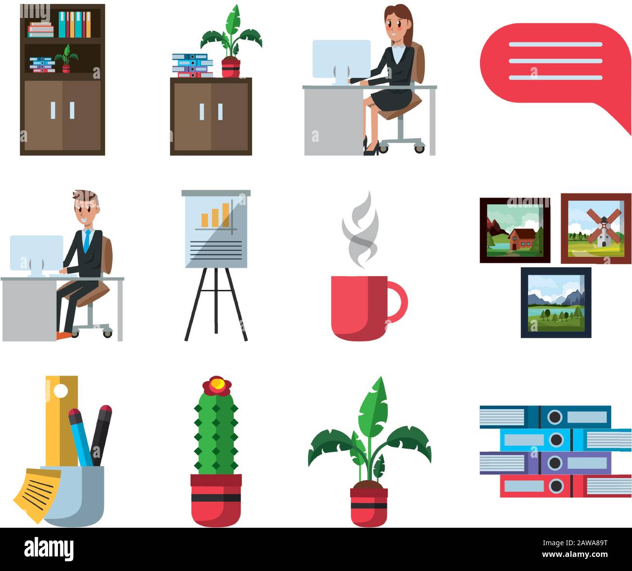 bundle of business people in workplaces Stock Vector Image & Art - Alamy