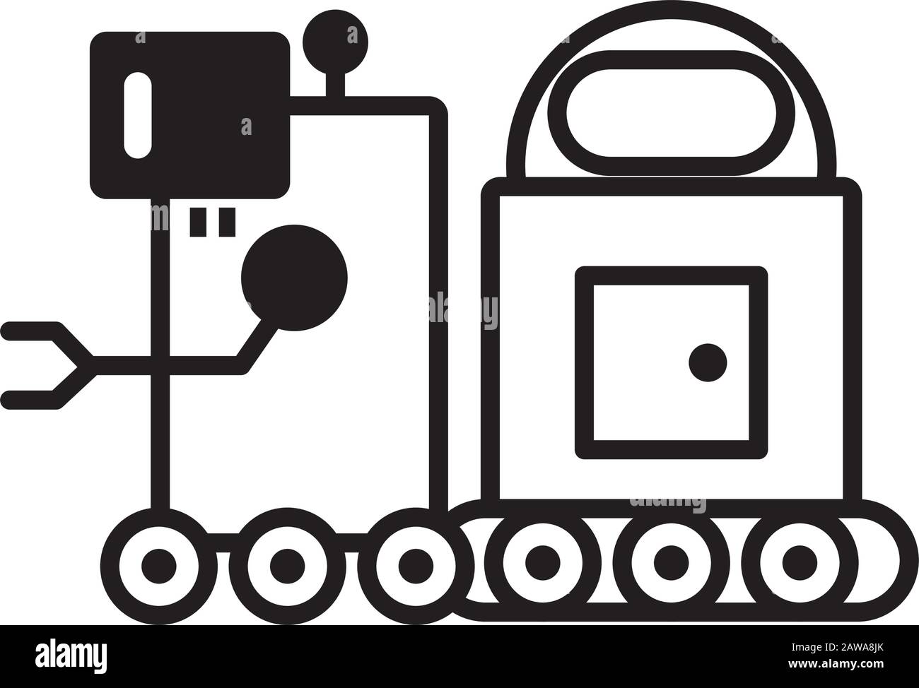couple of robots technology icons Stock Vector