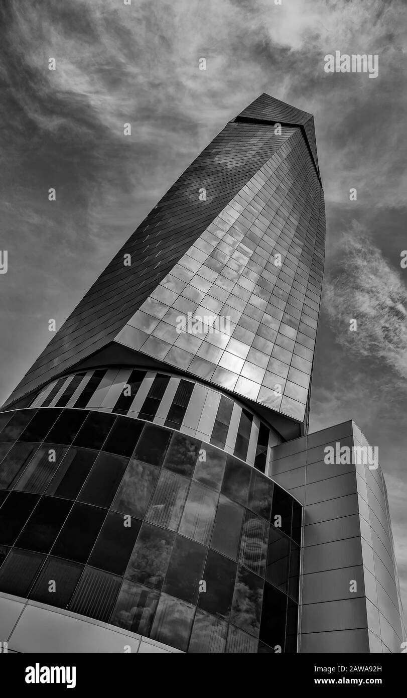 Avaz Twist Tower Sarajevo.Amongst the 10 most beautiful buildings in the world.Is the highest skyscraper in Bosnia and Herzegovina. Stock Photo