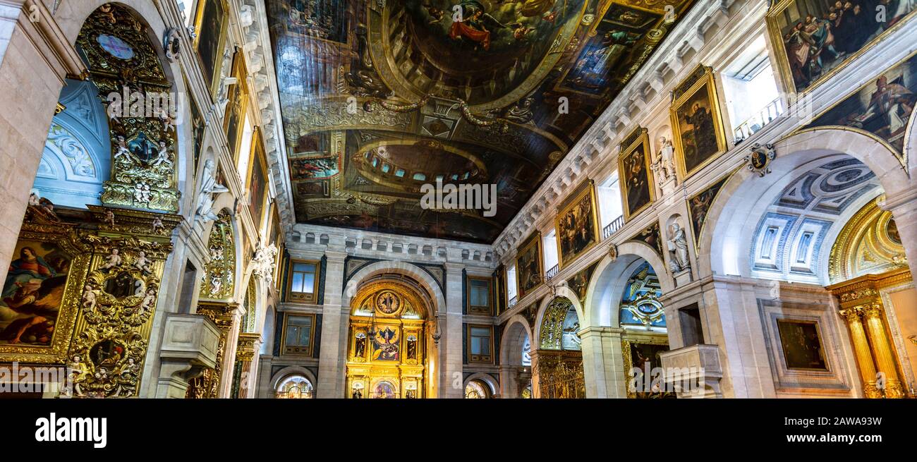 View of the exquisite Baroque interior of the Jesuit Church of Saint ...