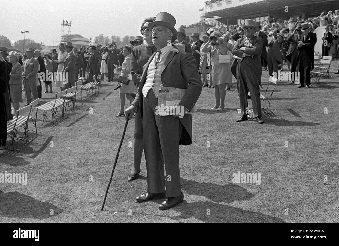 Upper Class British couple horse racing The Derby Day Epsom Downs Surrey 1970s UK HOMER SYKES Stock Photo