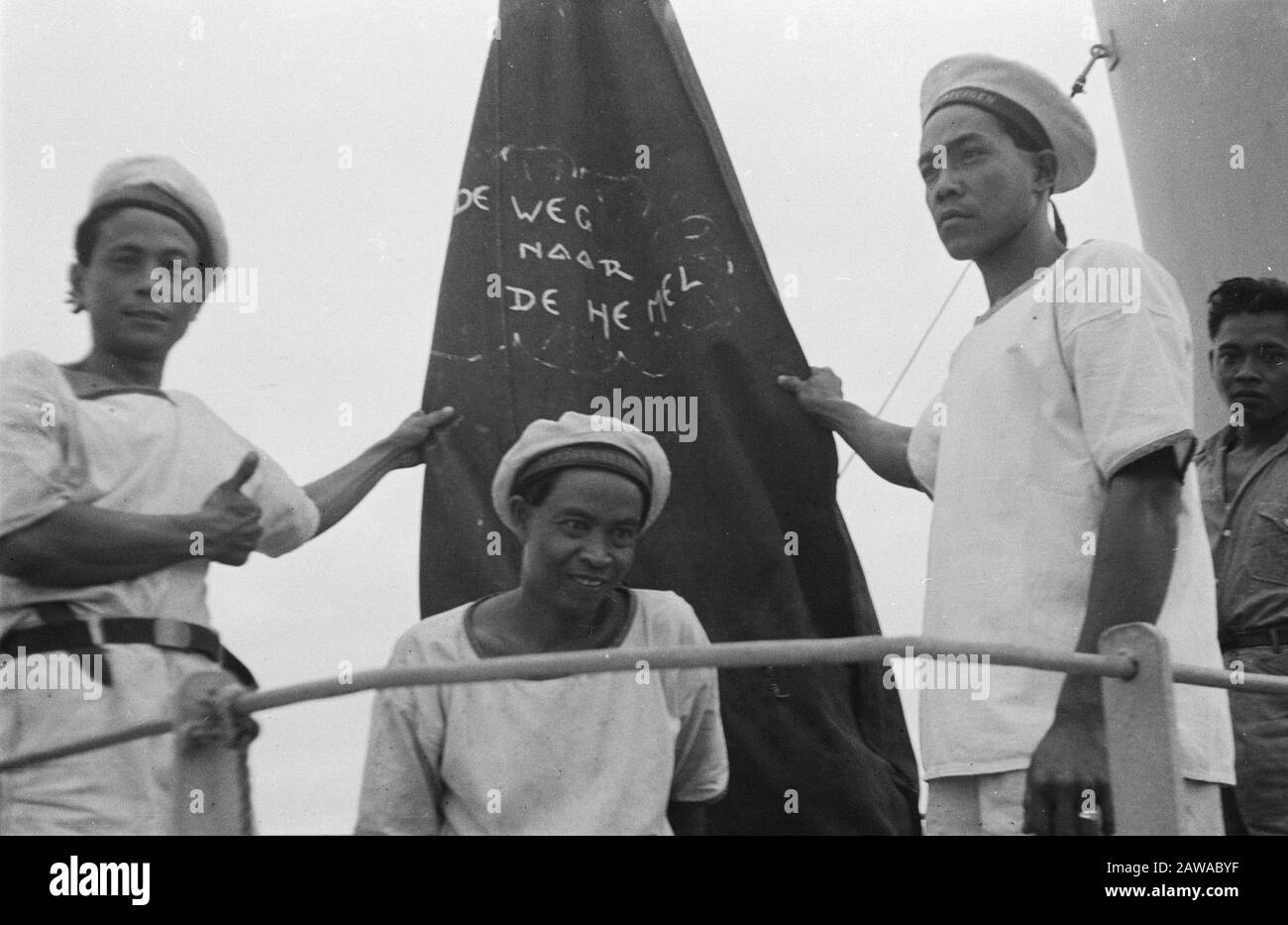 Borneo Sailors on a ship for a sail with the text "Road to Heaven" Date