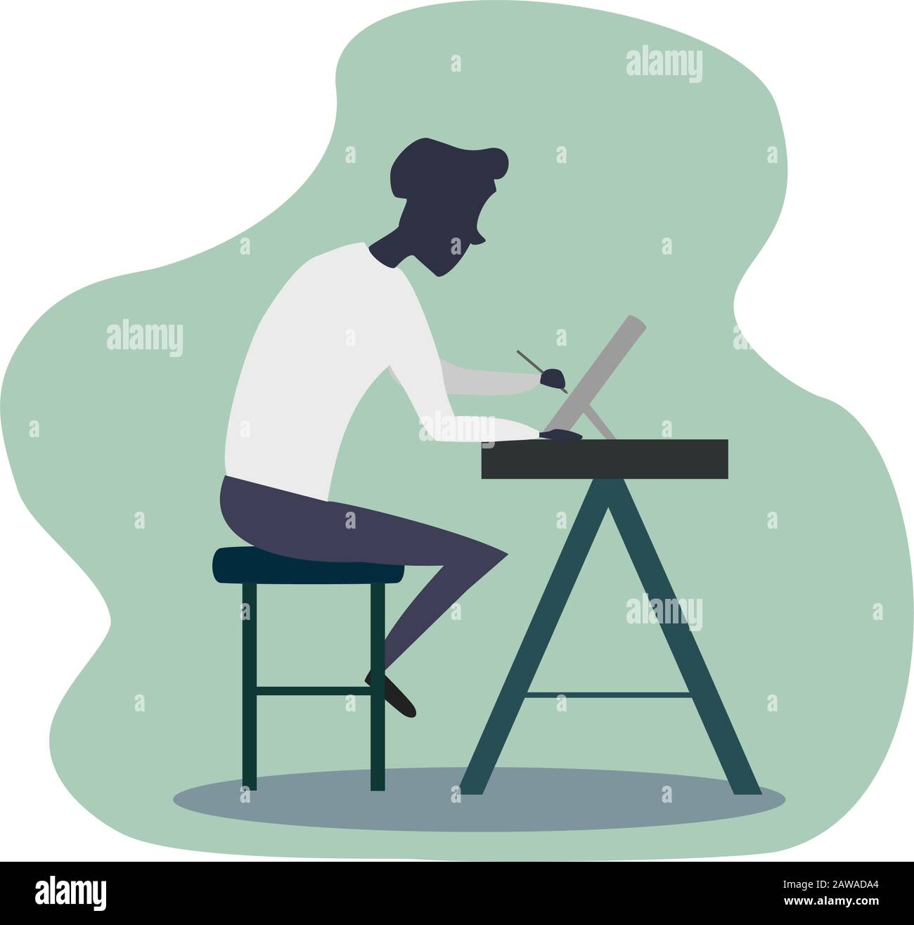 Vector of a freelancer working on a computer Stock Vector