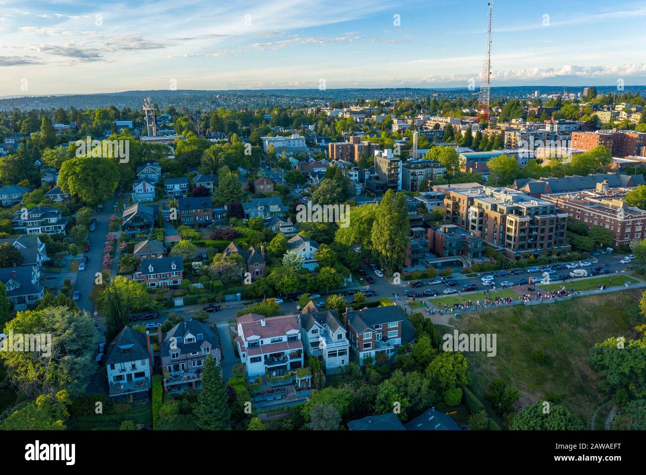 The Queen Anne neighborhood in the City of Seattle Stock Photo Alamy